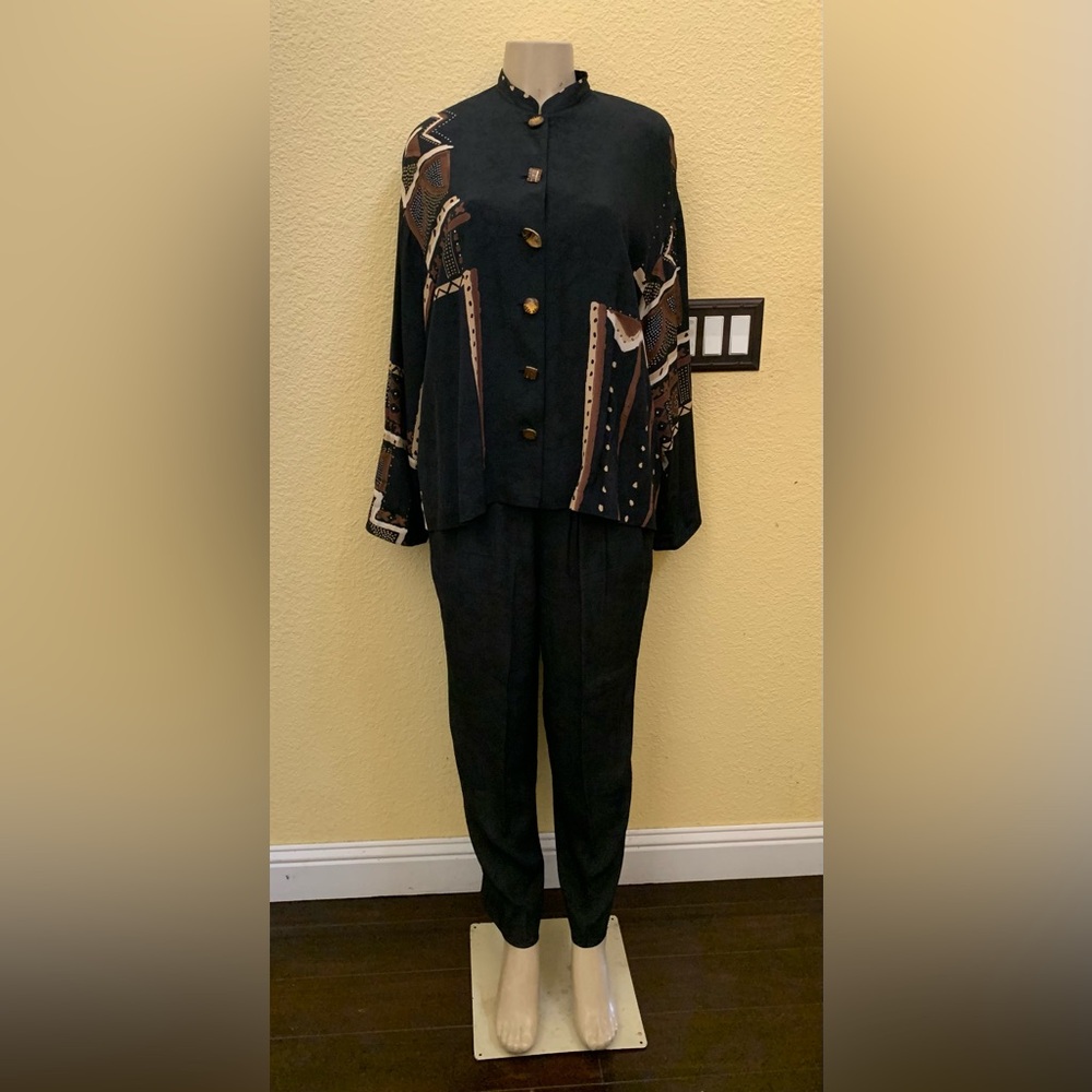 VTG Platinum Dorothy Schoelen Size Small Blouse & Size 8 Pants 2pc Matching Set